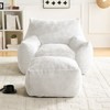 Mjkone Modern Bean Bag Chair, Faux Rabbit Fur Fabric Big Beanbag Chair with Ottoman - 2 of 4