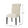 Ivory Linen Upholstered Dining Chair Set of 2 with Contemporary Rolltop Tufted High Back & Wood Legs for Dining Room-Baofuwish - 4 of 4