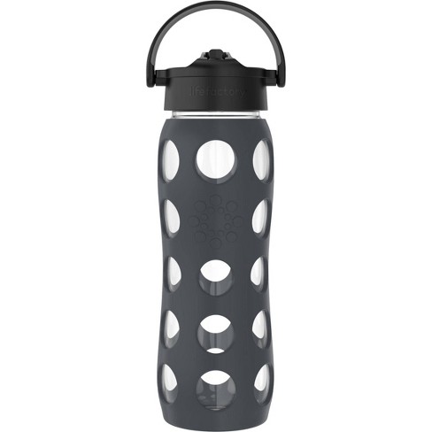 Lifefactory 22oz Glass Hydration Bottle with Straw Cap Carbon