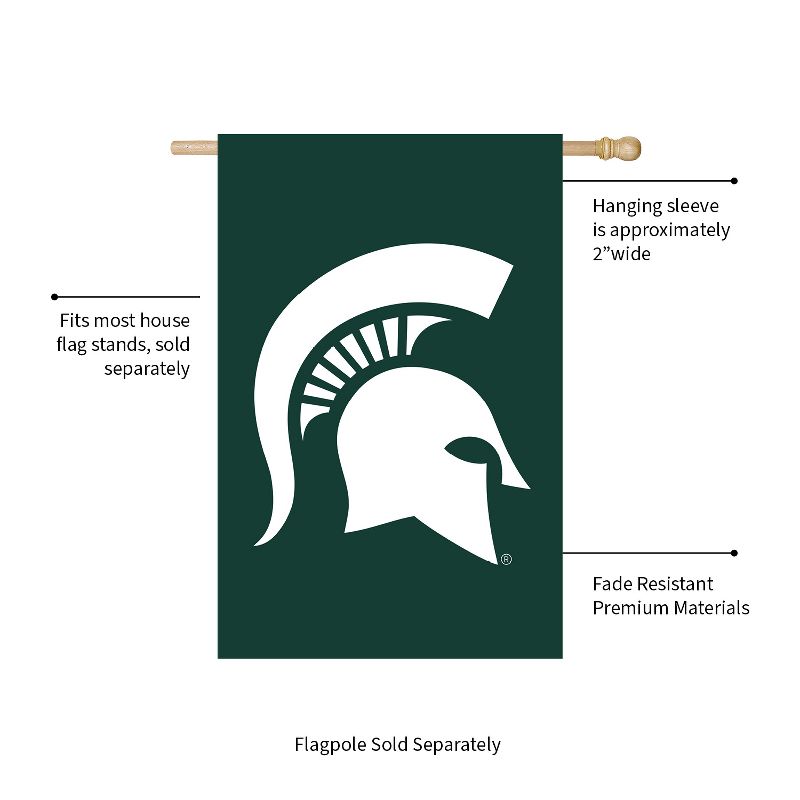 Evergreen NCAA Michigan State University Applique House Flag 28 x 44 Inches Outdoor Decor for Homes and Gardens, 3 of 8
