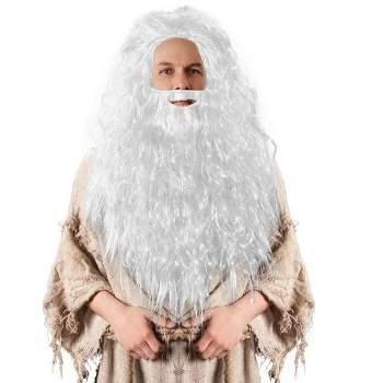 Skeleteen Men's Wig and Beard Costume Set - White