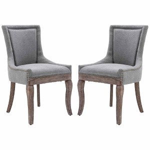 QingMoon Dining Chairs Set of 2, Solid Wood Fabric Upholstered Kitchen Chairs Wingback Accent Chairs with Nailhead Trim for Dining Room - 1 of 4