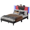 Bestier Full Size Bed Frame with LED Adjustable Storage headboard, PU Leather Upholstered Platform Bed, Black& Red - 2 of 4