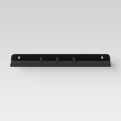 20" x 2.5" x 1.5" Metal Wall Ledge with 3-Clips Black - Room Essentials™