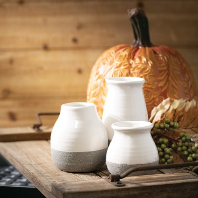 Petite Trio Gray and White Ceramic Vase Set