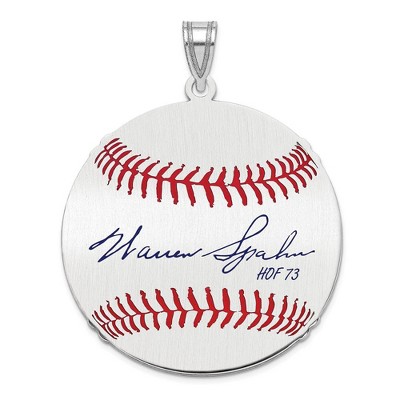 Black Bow Jewelry Sterling Silver Warren Spahn Signature LG Enamel Baseball Pendant