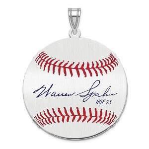 Black Bow Jewelry Sterling Silver Warren Spahn Signature LG Enamel Baseball Pendant - 1 of 4