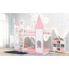 Okak Twin Over Twin Wood Castle Bunk Bed with Tower Ladder House Bunk Bed for Toddler Kids Teens Easy Assemble No Box Soring Needed, Pink - 3 of 4