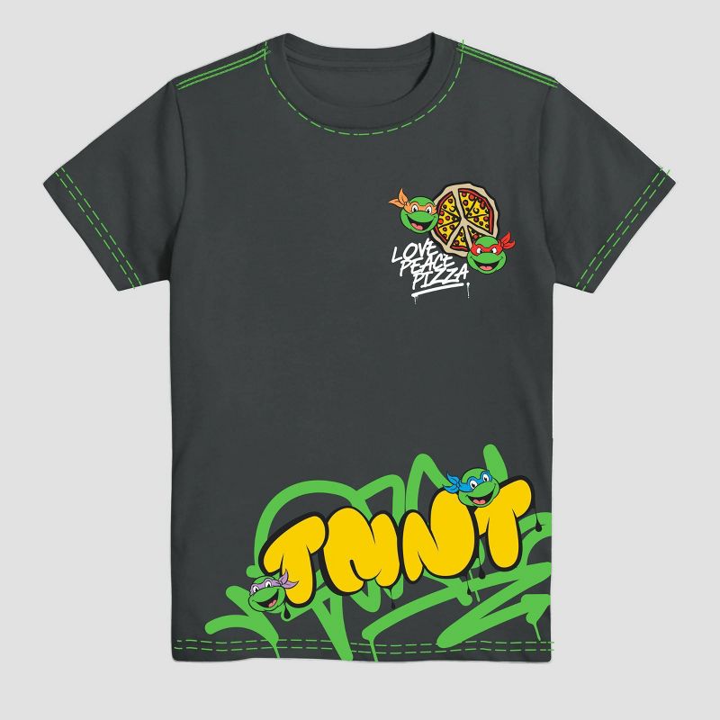 Boys&#39; Teenage Mutant Ninja Turtles Short Sleeve Graphic T-Shirt - Charcoal Gray, 1 of 4