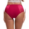 INSPIRE CHIC Women's Mid-Waisted Lace Full Coverage Briefs HI-Cut Period Leak Proof Ladies Underpants - 2 of 4