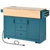 Maliang 55.7'' Large Kitchen Island with 2 Drop Leaf, Power Outlet, Spice & Towel Rack , 3 Drawers, for Kitchen, Dining Room - 2 of 4