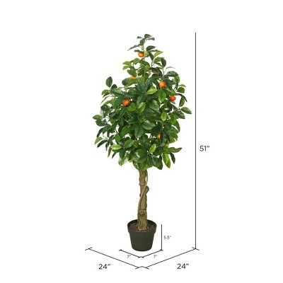 51'' Green and Orange Artificial Potted Lemon Tree