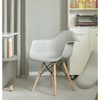Mid-Century Modern Style Plastic DAW Shell Dining Arm Chair with Wooden Dowel Eiffel Legs, Black - 2 of 4