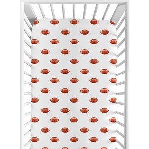 Sweet Jojo Designs Boy Baby Fitted Crib Sheet Football Brown and White - 1 of 4