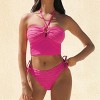 Women's Vibrant Pink Textured Tankini Swimsuit Set - Cupshe - 2 of 4