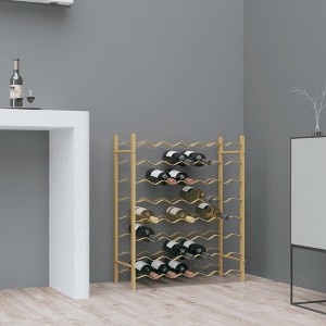 vidaXL Wine Rack for 48 Bottles Gold Metal - 1 of 4