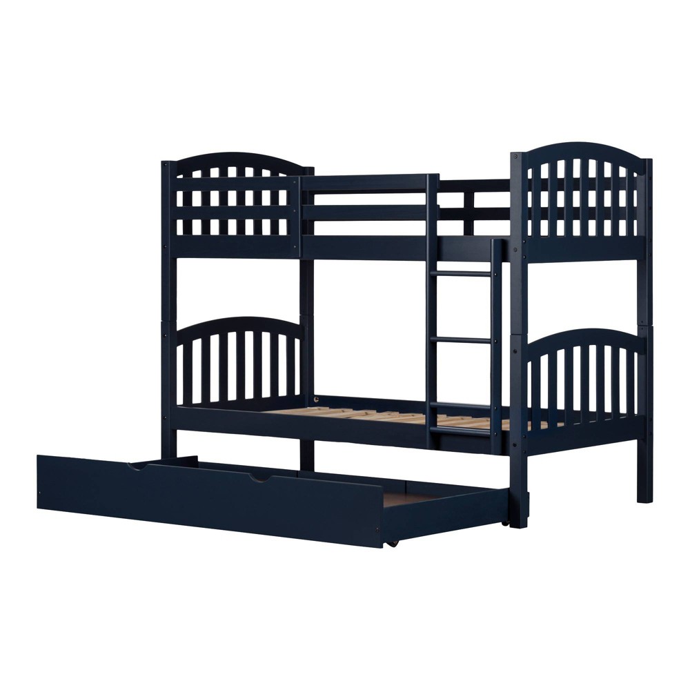 Photos - Bed Frame Asten Kids' Bunk Beds with Trundle Blue - South Shore