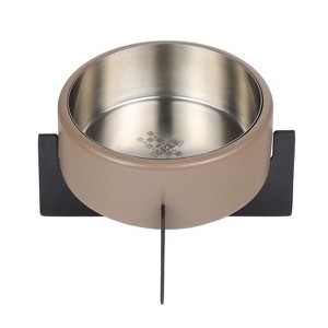 THE LICKER STORE Intersecta Small/Medium Concrete & Stainless Steel Bowl 16oz (2 Cups) w/ Metal Stand Pet Feeder - 1 of 4