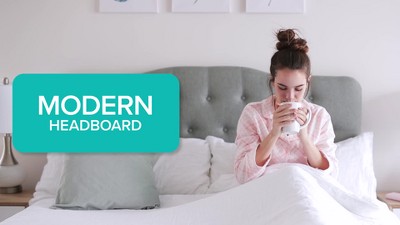 Gray Tufted Linen Upholstered Twin Headboard