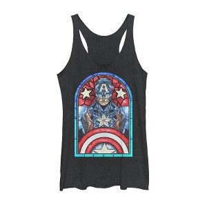 Women's Marvel Captain America Stained Glass Racerback Tank Top - 1 of 3