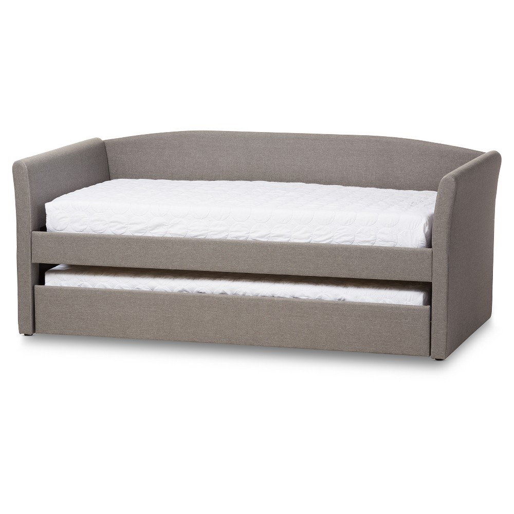 Photos - Bed Frame Twin Camino Modern Daybed with Trundle, Faux Leather & Solid Wood - Baxton