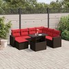 vidaXL Patio Sofa Set with Cushions and Table Outdoor 8 Piece Poly Rattan - Brown - 2 of 4