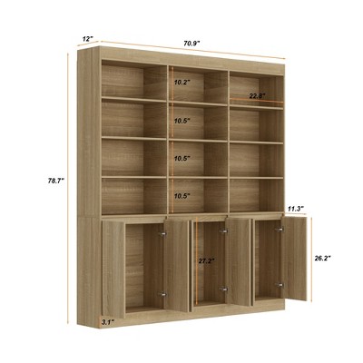 Famapy 70.9" Large Capacity Kitchen Pantry Cabinet,12 Open Shelves & 6-Door Storage,Oak Finish Storage Hutch for Kitchen & Dining Room — фото 8