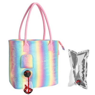 Tirrinia Wine Purse Tote Bag with Hidden Dispenser, Insulated Large Wine Carrier Set with Wine Bladder – Perfect Wine Gift