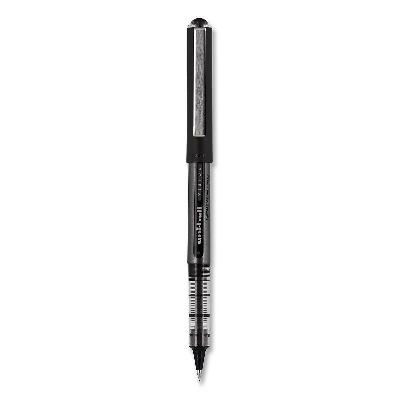 uni-ball VISION Roller Ball Pen Stick Bold 1 mm Black Ink Black Barrel Dozen 70128, 1 of 10
