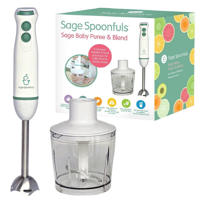 Sage Spoonfuls 2-in-1 Baby Food Maker, Baby Food Processor and Immersion Blender - White - 3pc, 1 of 11