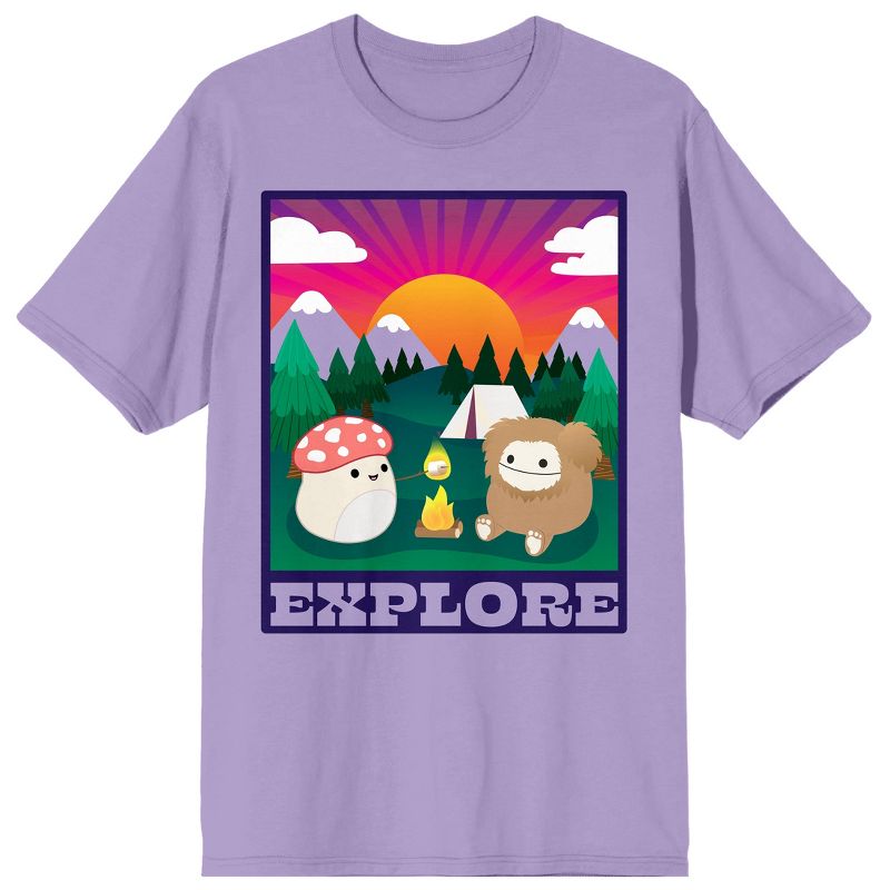 Squishmallows Explore Crew Neck Short Sleeve Lavender Adult T-shirt, 1 of 3