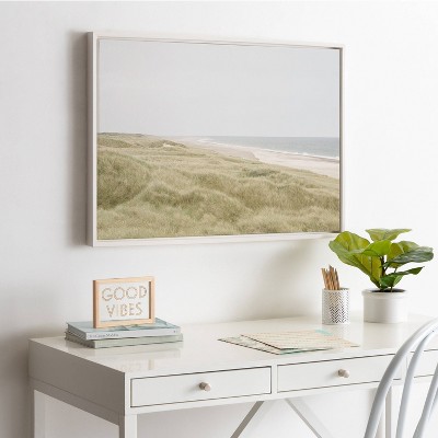 Peaceful Coastal Landscape Canvas Print with White Frame