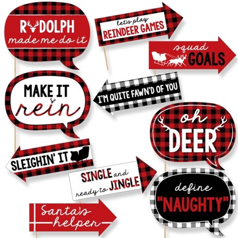 Big Dot Of Happiness Funny Prancing Plaid - Christmas &amp; Holiday Buffalo Plaid Party Photo Booth ...