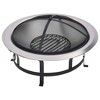 vidaXL Outdoor Fire Pit with Grill Stainless Steel 29.9" - 3 of 4