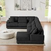 129"W Oversized Sectional Sofa Couch, Upholstered Corduroy Sofa with Chaise Lounge for Living Room -ModernLuxe - 4 of 4