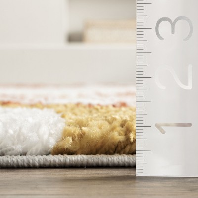 Dotty Half Sunset Shag Area Rug, 6' 7" x 9', Orange and White