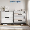 GustoWave Shoe Storage Cabinet with 2 Flip Drawers, Freestanding Shoe Organizer with Metal Legs, Adjustable Shelf Narrow Shoe Rack Cabinet - 3 of 4