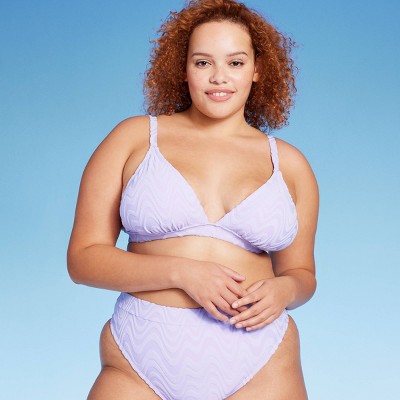 Women's Wavy Terry Textured Triangle Bikini Top - Wild Fable™ Lilac Purple  : Target