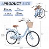 YONWAY 24 Inch Single Speed Folding Lady Bike , Durable Steel Frame Cruiser Bike,with Dual Brakes,Basket & Rear Rack  for Commuting - 3 of 4