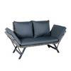 Dracelo 1-Piece Wicker Patio Folding Bench Grey Wicker + Dark Grey Cushions - 2 of 4