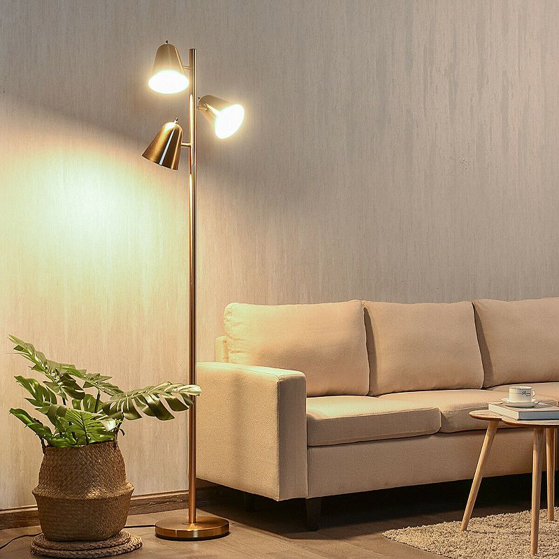 Costway 64'' 3-Light LED Floor Lamp Reading Light for Living Room Bedroom, 5 of 11