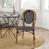 Merrick Lane Mael Set of Two Stacking Thonet Bistro Style Chair with Arms, Textilene Seat, and Bamboo Finished Metal Frame for Indoor/Outdoor Use - 2 of 4