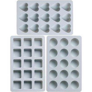 JDICTION 3 Pieces Candy and Chocolate Silicone Molds Set, Non-Stick Heart Round Square Mold for Baking - 1 of 4
