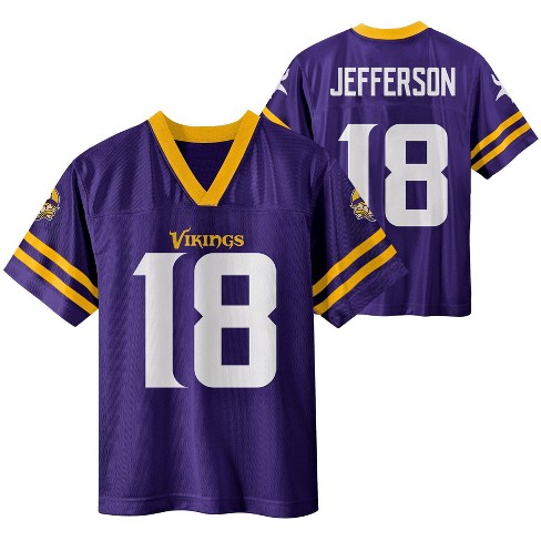 Nfl Minnesota Vikings Boys' Short Sleeve Jefferson Jersey - M : Target