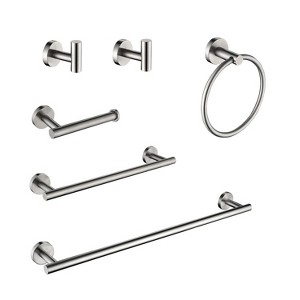 Gulches 6 Piece Stainless Steel Bathroom Towel Rack Set - Wall Mount, Modern Design, Scratch-Resistant - 1 of 4