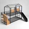 Twin Over Twin House Bunk Bed with Slide, Metal Frame and Storage Staircase, Playhouse Design with Shelf - 3 of 4