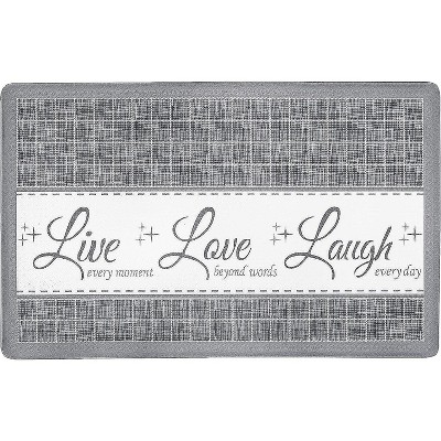 Kate Aurora Montauk Accents Anti Fatigue Memory Foam 18" x 30"  Live~Love~Laugh Kitchen Floor Mats With Beveled Edges