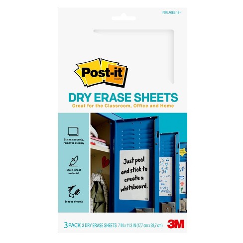 Post-it 3pk 7" x 11.3" Super Sticky Dry Erase Sheets - image 1 of 3