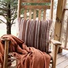 20" x 20" Hand Woven Brown Stripe Outdoor Polyester Accent Throw Pillow w/ White Fringe - 2 of 4