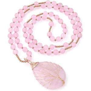 Wire Wrapped Amethyst Necklace Life Tree Gemstone Healing Jewelry Gift - 1 of 4